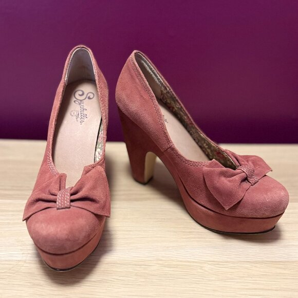 Seychelles Blush Suede Bow Platform Heels – Retro Feminine 8 - Picture 5 of 6